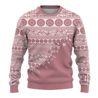 Fiji Marau na Kerisimasi Ugly Christmas Sweater Dusty Rose Tagimoucia Tapa Masi Tribal - Polynesian Pride