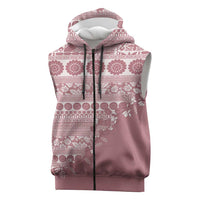 Fiji Marau na Kerisimasi Sleeveless Zip Hoodie Dusty Rose Tagimoucia Tapa Masi Tribal LT9 Pink - Polynesian Pride