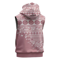 Fiji Marau na Kerisimasi Sleeveless Zip Hoodie Dusty Rose Tagimoucia Tapa Masi Tribal - Polynesian Pride