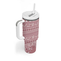 Fiji Marau na Kerisimasi Tumbler With Handle Dusty Rose Tagimoucia Tapa Masi Tribal - Polynesian Pride