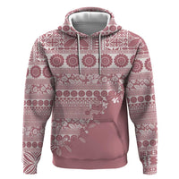 Fiji Marau na Kerisimasi Zip Hoodie Dusty Rose Tagimoucia Tapa Masi Tribal - Polynesian Pride