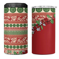 Fiji Marau na Kerisimasi 4 in 1 Can Cooler Tumbler Red Tagimoucia Tapa Masi Tribal - Polynesian Pride