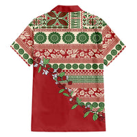 Fiji Marau na Kerisimasi Family Matching Long Sleeve Bodycon Dress and Hawaiian Shirt Red Tagimoucia Tapa Masi Tribal LT9 - Polynesian Pride