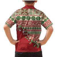 Fiji Marau na Kerisimasi Family Matching Mermaid Dress and Hawaiian Shirt Red Tagimoucia Tapa Masi Tribal LT9 - Polynesian Pride