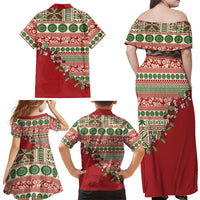 Fiji Marau na Kerisimasi Family Matching Off Shoulder Maxi Dress and Hawaiian Shirt Red Tagimoucia Tapa Masi Tribal LT9 - Polynesian Pride