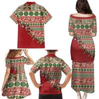 Fiji Marau na Kerisimasi Family Matching Puletasi and Hawaiian Shirt Red Tagimoucia Tapa Masi Tribal LT9 - Polynesian Pride