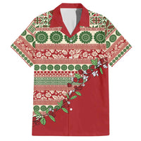 Fiji Marau na Kerisimasi Family Matching Short Sleeve Bodycon Dress and Hawaiian Shirt Red Tagimoucia Tapa Masi Tribal LT9 Dad's Shirt - Short Sleeve Red - Polynesian Pride