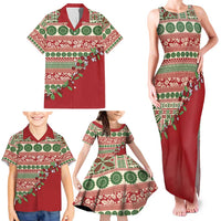 Fiji Marau na Kerisimasi Family Matching Tank Maxi Dress and Hawaiian Shirt Red Tagimoucia Tapa Masi Tribal LT9 - Polynesian Pride