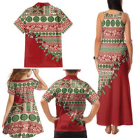 Fiji Marau na Kerisimasi Family Matching Tank Maxi Dress and Hawaiian Shirt Red Tagimoucia Tapa Masi Tribal LT9 - Polynesian Pride