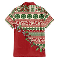 Fiji Marau na Kerisimasi Family Matching Tank Maxi Dress and Hawaiian Shirt Red Tagimoucia Tapa Masi Tribal LT9 - Polynesian Pride