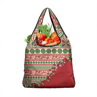 Fiji Marau na Kerisimasi Grocery Bag Red Tagimoucia Tapa Masi Tribal - Polynesian Pride