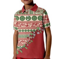 Fiji Marau na Kerisimasi Kid Polo Shirt Red Tagimoucia Tapa Masi Tribal - Polynesian Pride