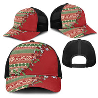 Fiji Marau na Kerisimasi Mesh Trucker Cap Red Tagimoucia Tapa Masi Tribal - Polynesian Pride