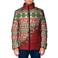 Fiji Marau na Kerisimasi Padded Jacket Red Tagimoucia Tapa Masi Tribal - Polynesian Pride