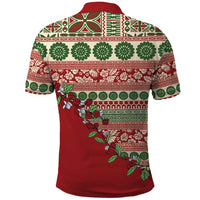 Fiji Marau na Kerisimasi Polo Shirt Red Tagimoucia Tapa Masi Tribal - Polynesian Pride