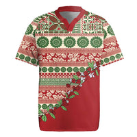Fiji Marau na Kerisimasi Rugby Jersey Red Tagimoucia Tapa Masi Tribal - Polynesian Pride