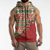 Fiji Marau na Kerisimasi Sleeveless Zip Hoodie Red Tagimoucia Tapa Masi Tribal LT9 - Polynesian Pride
