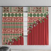 Fiji Marau na Kerisimasi Window Curtain Red Tagimoucia Tapa Masi Tribal - Polynesian Pride