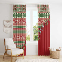 Fiji Marau na Kerisimasi Window Curtain Red Tagimoucia Tapa Masi Tribal - Polynesian Pride