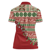 Fiji Marau na Kerisimasi Women Polo Shirt Red Tagimoucia Tapa Masi Tribal LT9 - Polynesian Pride
