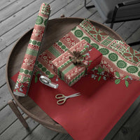 Fiji Marau na Kerisimasi Wrapping Paper Red Tagimoucia Tapa Masi Tribal - Polynesian Pride