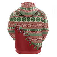 Fiji Marau na Kerisimasi Zip Hoodie Red Tagimoucia Tapa Masi Tribal - Polynesian Pride