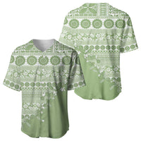 Fiji Marau na Kerisimasi Baseball Jersey Sage Green Tagimoucia Tapa Masi Tribal - Polynesian Pride