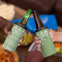 Fiji Marau na Kerisimasi 4 in 1 Can Cooler Tumbler Sage Green Tagimoucia Tapa Masi Tribal - Polynesian Pride