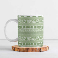 Fiji Marau na Kerisimasi Ceramic Mug Sage Green Tagimoucia Tapa Masi Tribal - Polynesian Pride