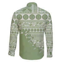 Fiji Marau na Kerisimasi Family Matching Short Sleeve Bodycon Dress and Hawaiian Shirt Sage Green Tagimoucia Tapa Masi Tribal - Polynesian Pride