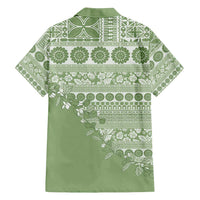 Fiji Marau na Kerisimasi Family Matching Summer Maxi Dress and Hawaiian Shirt Sage Green Tagimoucia Tapa Masi Tribal LT9 - Polynesian Pride
