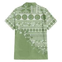Fiji Marau na Kerisimasi Family Matching Tank Maxi Dress and Hawaiian Shirt Sage Green Tagimoucia Tapa Masi Tribal LT9 - Polynesian Pride