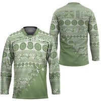 Fiji Marau na Kerisimasi Hockey Jersey Sage Green Tagimoucia Tapa Masi Tribal LT9 - Polynesian Pride