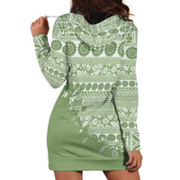 Fiji Marau na Kerisimasi Hoodie Dress Sage Green Tagimoucia Tapa Masi Tribal - Polynesian Pride