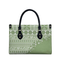 Fiji Marau na Kerisimasi Leather Bag Sage Green Tagimoucia Tapa Masi Tribal - Polynesian Pride