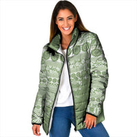 Fiji Marau na Kerisimasi Padded Jacket Sage Green Tagimoucia Tapa Masi Tribal - Polynesian Pride