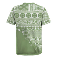 Fiji Marau na Kerisimasi Rugby Jersey Sage Green Tagimoucia Tapa Masi Tribal - Polynesian Pride