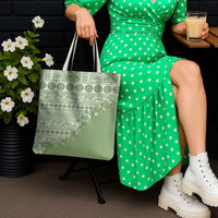 Fiji Marau na Kerisimasi Tote Bag Sage Green Tagimoucia Tapa Masi Tribal - Polynesian Pride