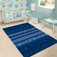 Fiji Marau na Kerisimasi Area Rug Blue Tapa Masi Inspired Christmas - Polynesian Pride