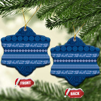 Fiji Marau na Kerisimasi Ceramic Ornament Blue Tapa Masi Inspired Christmas - Polynesian Pride