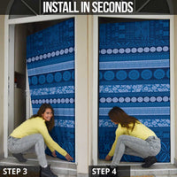 Fiji Marau na Kerisimasi Door Cover Blue Tapa Masi Inspired Christmas - Polynesian Pride