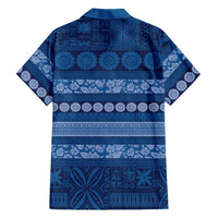 Fiji Marau na Kerisimasi Family Matching Long Sleeve Bodycon Dress and Hawaiian Shirt Blue Tapa Masi Inspired Christmas LT9 - Polynesian Pride