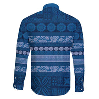 Fiji Marau na Kerisimasi Family Matching Long Sleeve Bodycon Dress and Hawaiian Shirt Blue Tapa Masi Inspired Christmas LT9 - Polynesian Pride