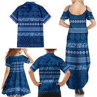 Fiji Marau na Kerisimasi Family Matching Summer Maxi Dress and Hawaiian Shirt Blue Tapa Masi Inspired Christmas LT9 - Polynesian Pride