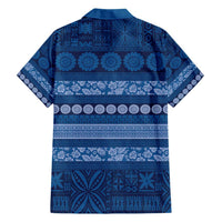 Fiji Marau na Kerisimasi Hawaiian Shirt Blue Tapa Masi Inspired Christmas - Polynesian Pride