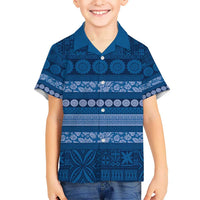 Fiji Marau na Kerisimasi Hawaiian Shirt Blue Tapa Masi Inspired Christmas - Polynesian Pride