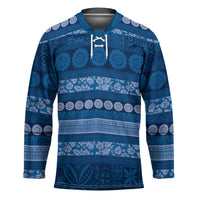 Fiji Marau na Kerisimasi Hockey Jersey Blue Tapa Masi Inspired Christmas - Polynesian Pride