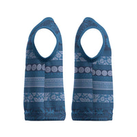 Fiji Marau na Kerisimasi Christmas Knitted V-Neck Vest Blue Tapa Masi Inspired Christmas - Polynesian Pride