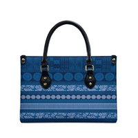 Fiji Marau na Kerisimasi Leather Bag Blue Tapa Masi Inspired Christmas - Polynesian Pride