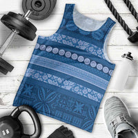 Fiji Marau na Kerisimasi Men Tank Top Blue Tapa Masi Inspired Christmas - Polynesian Pride